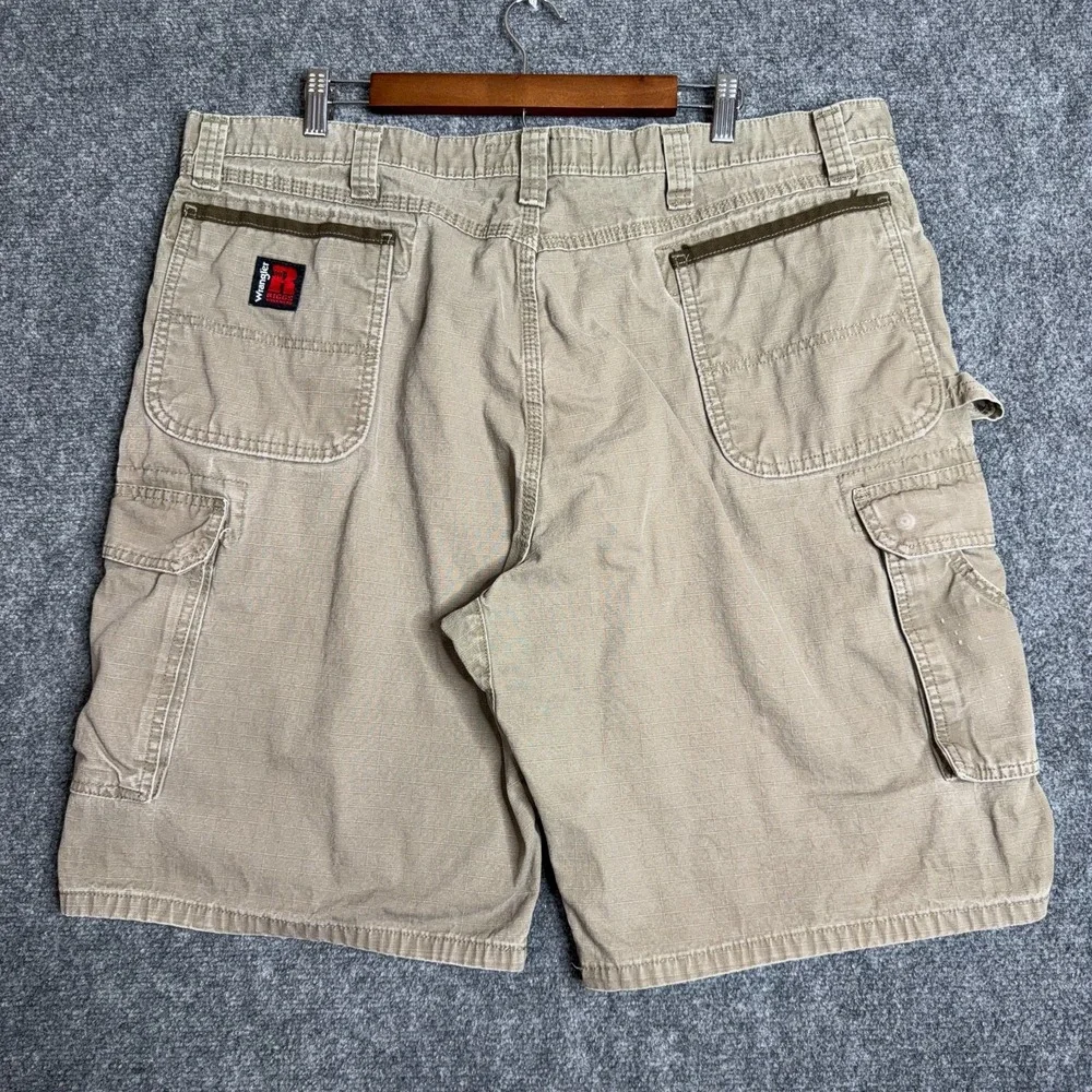 Wrangler Riggs Mens Cargo Shorts 42 Workwear Ranger Khaki Tan Ripstop Carpenter